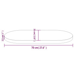 Dessus de table blanc 70x35x2,5 cm bois de pin massif ovale