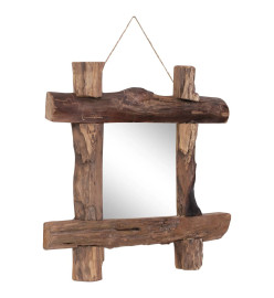 Miroir à bûches Naturel 50x50 cm Bois de récupération massif