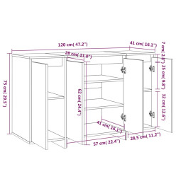 Buffet Chêne fumé 120x41x75 cm Aggloméré