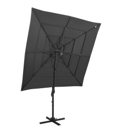 Parasol à 4 niveaux avec mât en aluminium Anthracite 250x250 cm