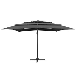 Parasol à 4 niveaux avec mât en aluminium Anthracite 250x250 cm