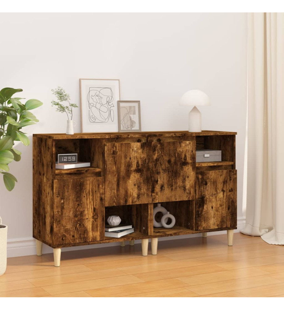 Buffets 2 pcs chêne fumé 60x35x70 cm bois d'ingénierie Buffets 2 pcs chêne fumé 60x35x70 cm bois d'ingénierie