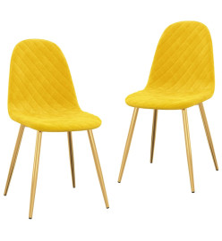 Chaises à manger lot de 2 jaune moutarde velours