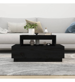 Table basse Noir 80x55x40,5 cm Bois massif de pin