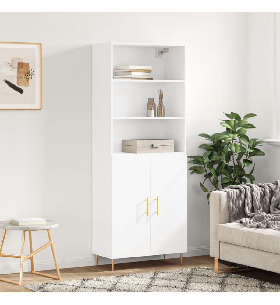 Buffet haut Blanc 69,5x34x180 cm Bois d'ingénierie Buffet haut Blanc 69,5x34x180 cm Bois d'ingénierie