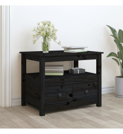 Table basse Noir 71x49x55 cm Bois massif de pin