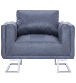 Fauteuil cube Gris Similicuir daim