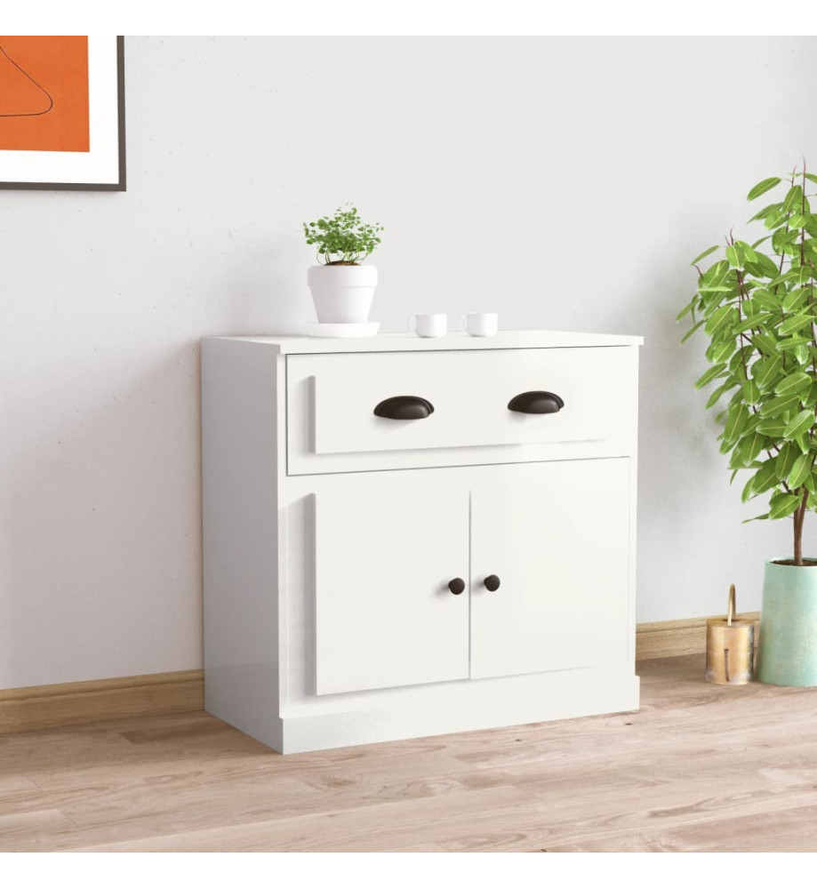 Buffet blanc brillant 70x35,5x67,5 cm bois d'ingénierie Buffet blanc brillant 70x35,5x67,5 cm bois d'ingénierie