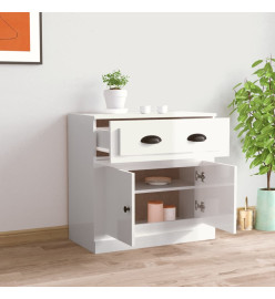 Buffet blanc brillant 70x35,5x67,5 cm bois d'ingénierie
