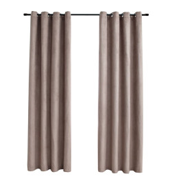 Rideaux occultants avec anneaux en métal 2 pcs Taupe 140x225 cm