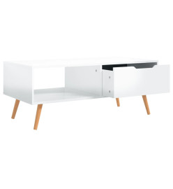 Table basse Blanc brillant 100x49,5x43 cm Aggloméré