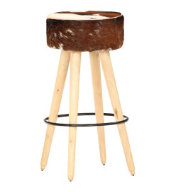 Tabourets de bar lot de 2 cuir véritable et bois de manguier