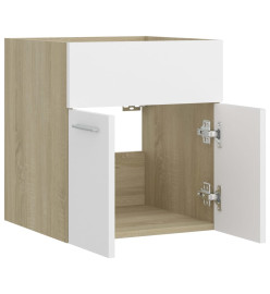 Armoire d'évier Blanc et chêne sonoma 41x38,5x46 cm Aggloméré