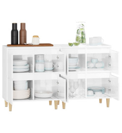 Buffets 2 pcs blanc brillant 60x35x70 cm bois d'ingénierie