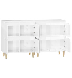 Buffets 2 pcs blanc brillant 60x35x70 cm bois d'ingénierie