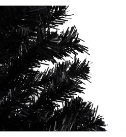 Sapin de Noël artificiel pré-éclairé et support noir 210 cm PVC