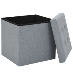 Tabourets de rangement pliables lot de 2 gris clair Faux lin