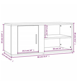 Meuble TV Noir 80x31,5x36 cm Bois d'ingénierie