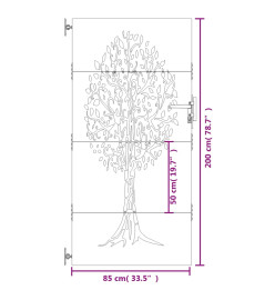 Portail de jardin 85x200 cm acier corten conception de l'arbre