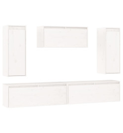 Meubles TV 5 pcs Blanc Bois massif de pin