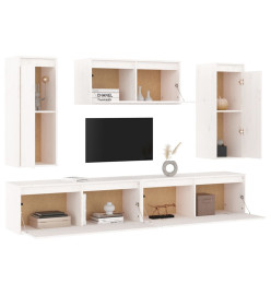 Meubles TV 5 pcs Blanc Bois massif de pin