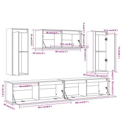 Meubles TV 5 pcs Blanc Bois massif de pin