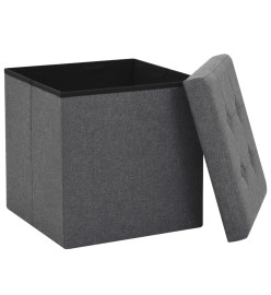 Tabouret de rangement pliable Gris foncé Faux lin