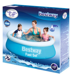 Bestway Piscine gonflable Fast Set ronde 183x51 cm bleu