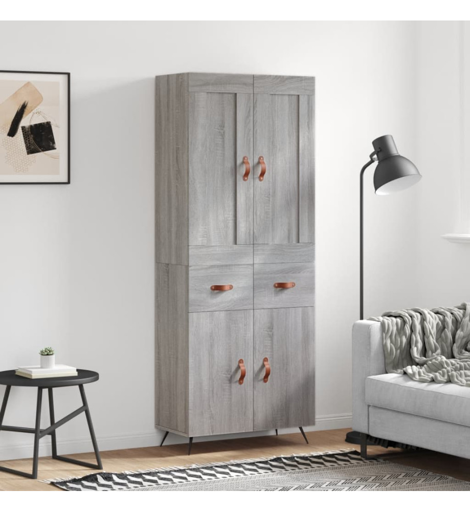Buffet haut Sonoma gris 69,5x34x180 cm Bois d'ingénierie Buffet haut Sonoma gris 69,5x34x180 cm Bois d'ingénierie