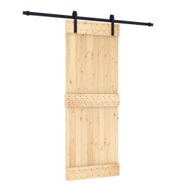 Porte coulissante et kit de quincaillerie 80x210 cm pin massif