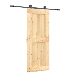 Porte coulissante et kit de quincaillerie 85x210 cm pin massif