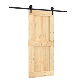 Porte coulissante et kit de quincaillerie 90x210 cm pin massif