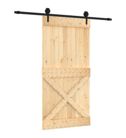 Porte coulissante et kit de quincaillerie 100x210 cm pin massif