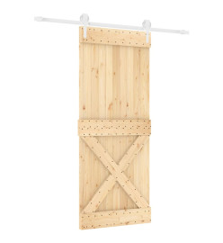 Porte coulissante et kit de quincaillerie 90x210 cm pin massif