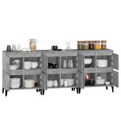 Buffets 3 pcs gris béton 60x35x70 cm bois d'ingénierie