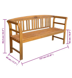 Banc de jardin avec coussin 157 cm Bois d'acacia massif