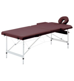 Table de massage pliable 2 zones Aluminium Violet vin