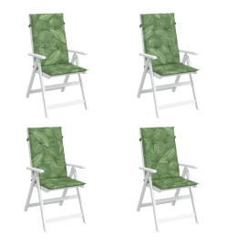 Coussins de chaise à dossier haut 4 pcs modèle de feuille tissu