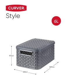 Curver Boîtes de rangement Style avec couvercle 3 pcs S 6 L Anthracite