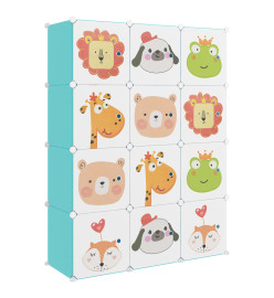 Armoire de rangement pour enfants avec 12 cubes Vert PP