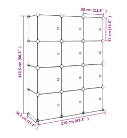 Armoire de rangement pour enfants avec 12 cubes Vert PP