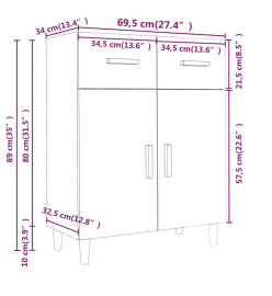 Buffet Sonoma gris 69,5x34x89 cm Bois d'ingénierie