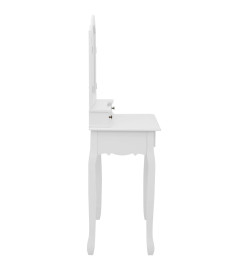 Ensemble de coiffeuse avec tabouret Blanc 80x69x141cm Paulownia