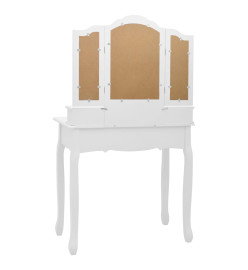 Ensemble de coiffeuse avec tabouret Blanc 80x69x141cm Paulownia