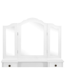 Ensemble de coiffeuse avec tabouret Blanc 80x69x141cm Paulownia