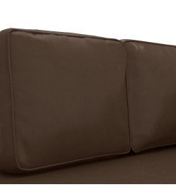 Chaise longue avec coussins et traversin marron similicuir