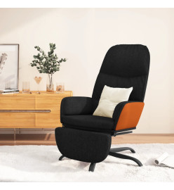 Chaise de relaxation avec repose-pied Noir Tissu