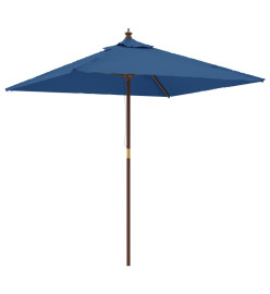 Parasol de jardin avec mât en bois bleu azuré 198x198x231 cm