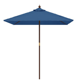 Parasol de jardin avec mât en bois bleu azuré 198x198x231 cm