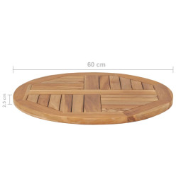 Dessus de table Bois de teck solide Rond 2,5 cm 60 cm